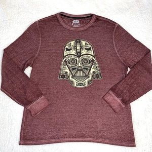 Star Wars Dark Side Darth Vader Head Men's Thermal Long Sleeve Shirt Size XL